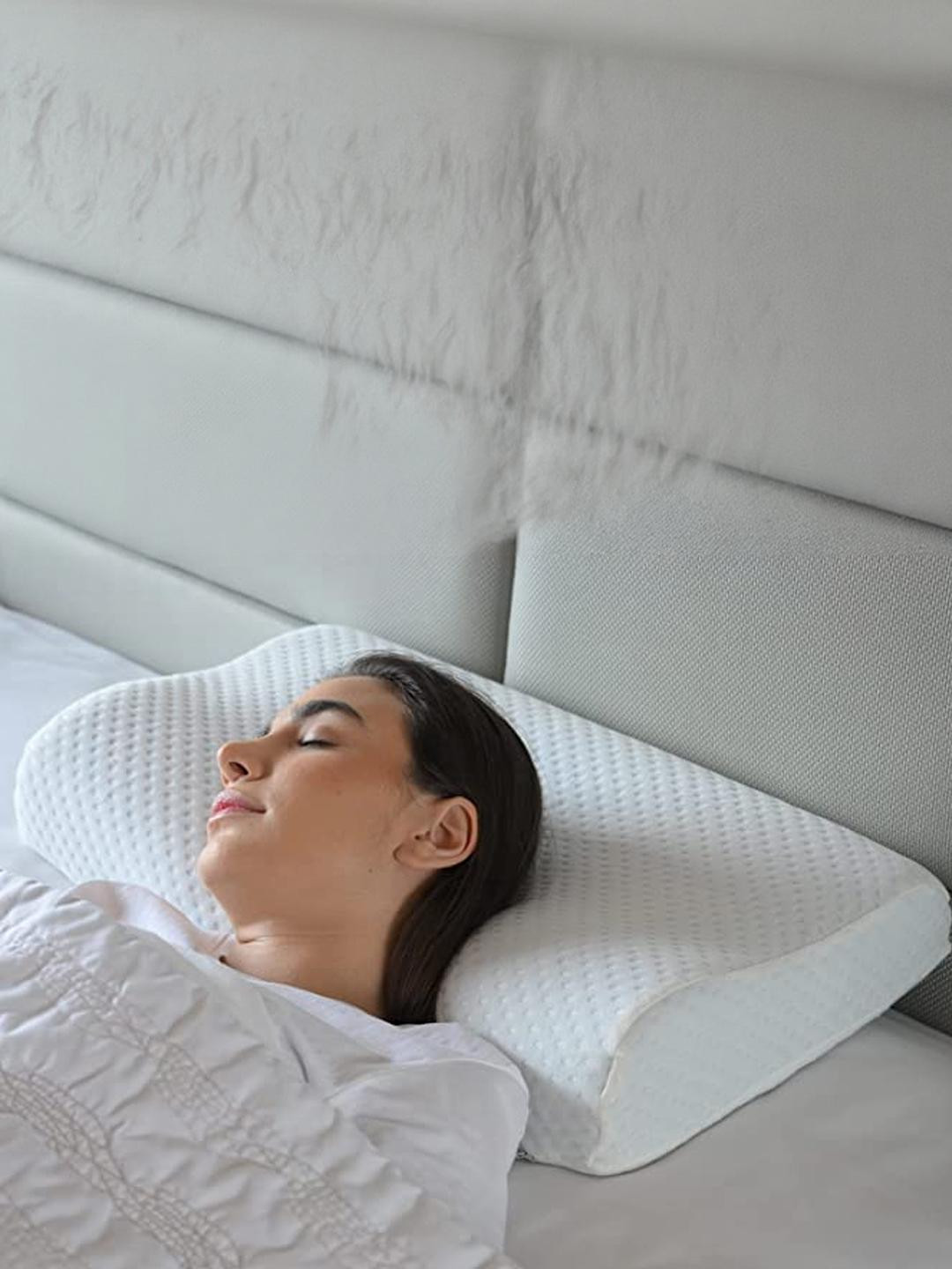 Cervical Contour Memory Foam Orthopaedic Pillow for Side, Stomach Sleepers & Anti-Snoring Relief