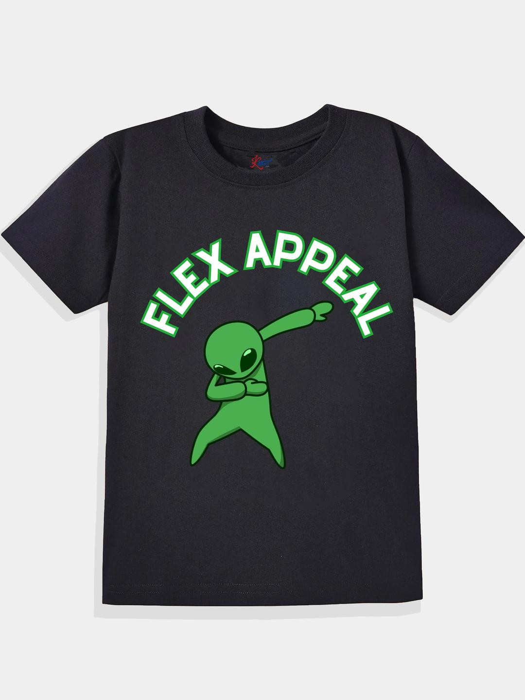 KAVEE Pure Cotton Half Sleeves Flex Appeal Text Printed Bio Washed Tee - Black