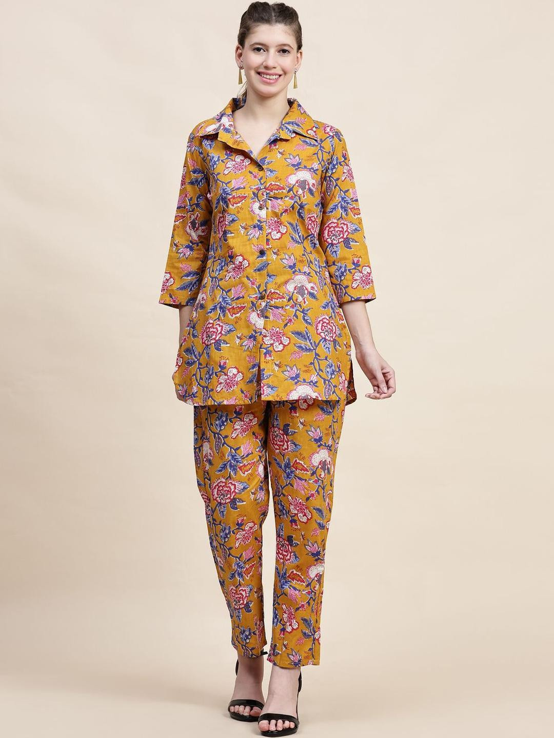 Moda Rapido Mustard Top & Trousers Co-ords Set