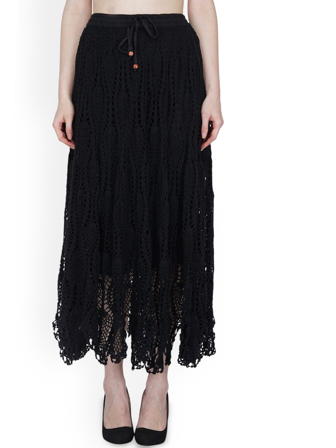 USHA ENTERPRISES Self Design Cotton Flared Maxi Skirt