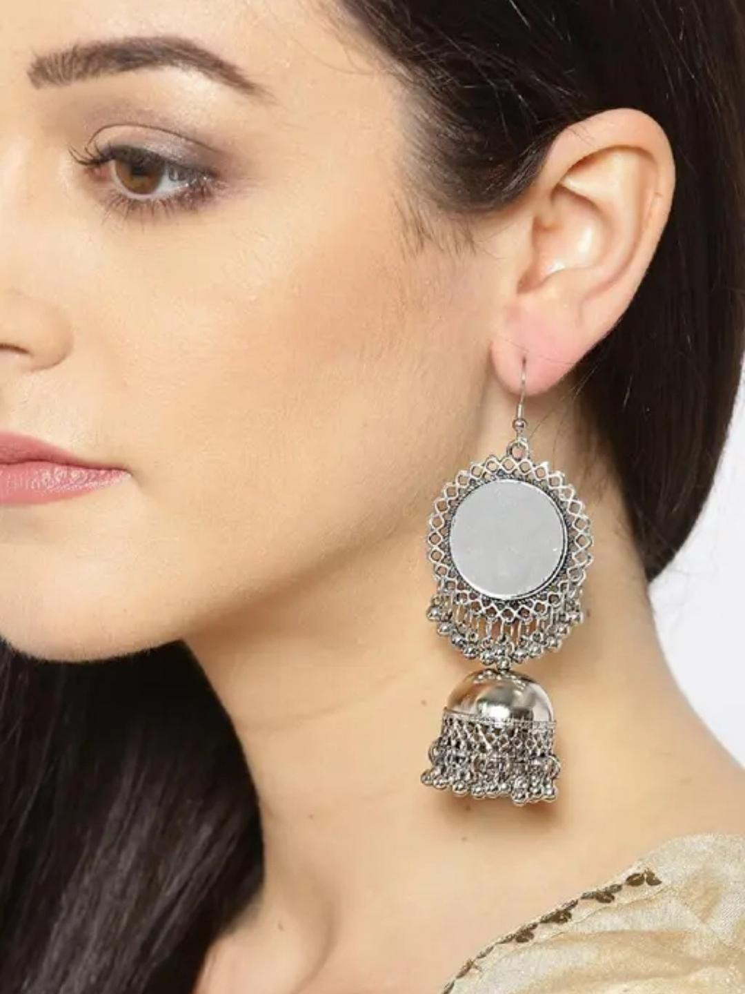 ISLANA Circular Oxidised Jhumkas Earrings