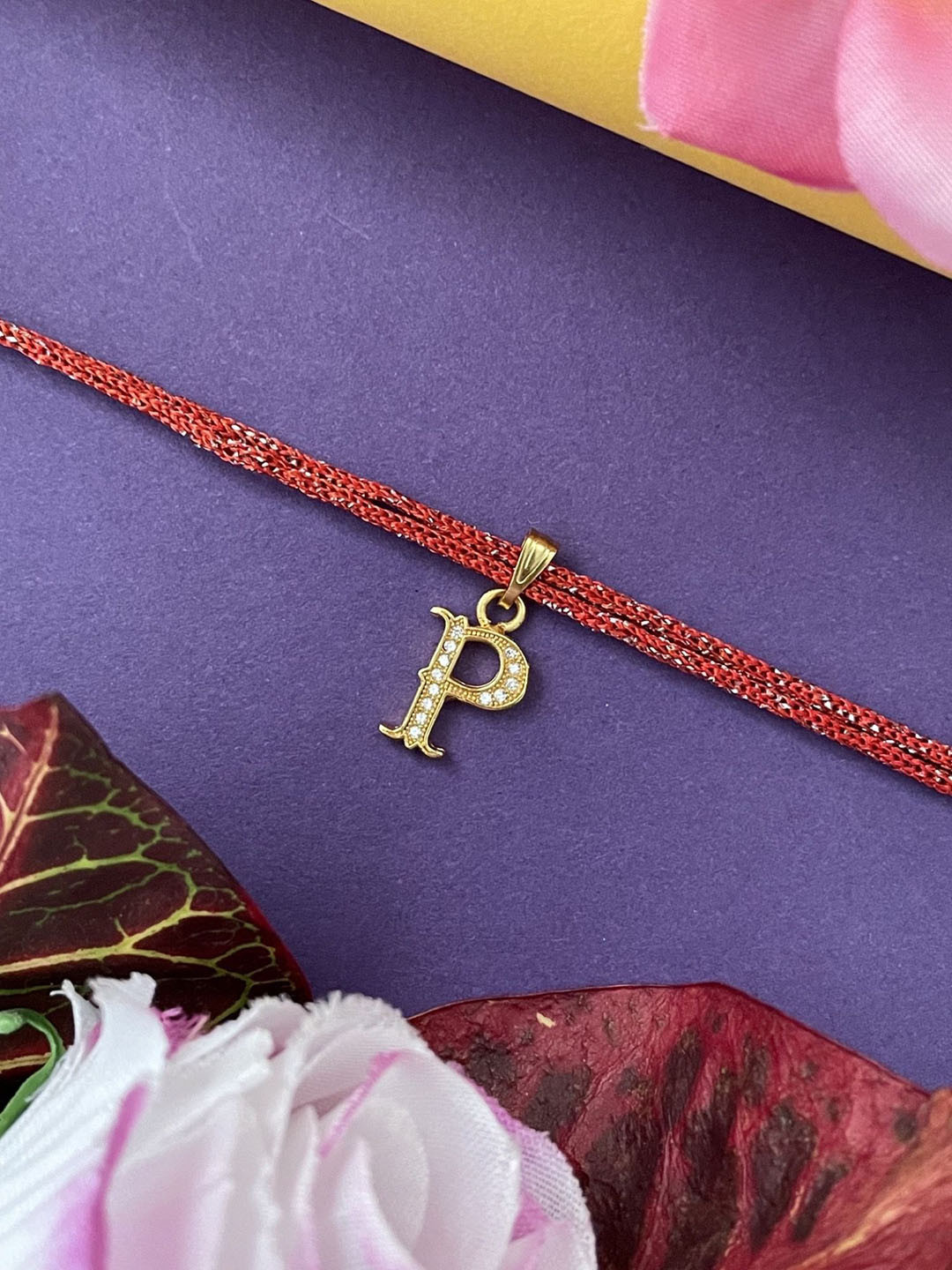 Digital Dress Room P Letter Initial AD Studded Thread Rakhi