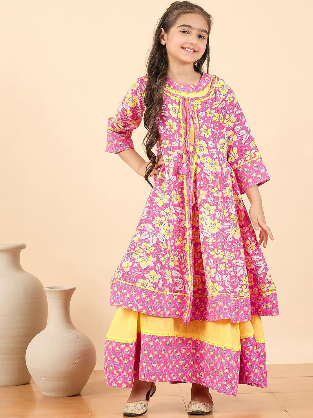 Stylo Bug Embroidery Pure Cotton A-Line Maxi Dress With Jacket