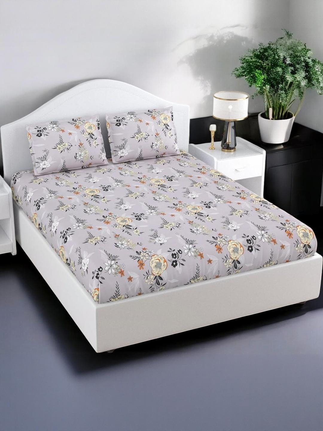 King Size Double Bed Elastic Fitted Bedsheet with 2 Pillow Cover