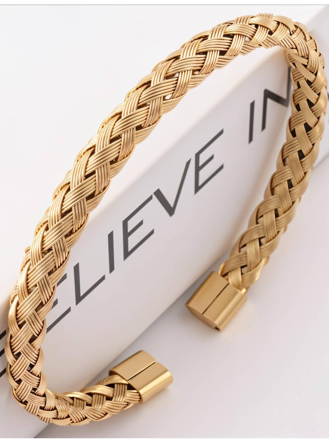 RAPPERSSHOP Gold-Plated Stainless Steel Cuff Bracelet