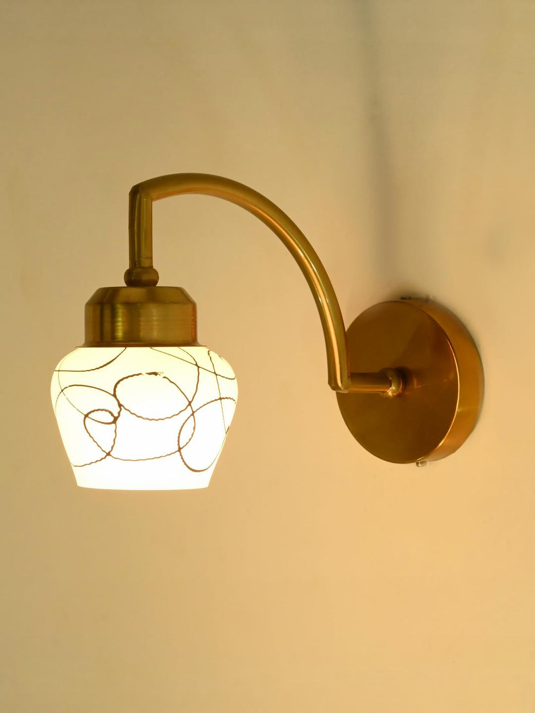 SOMIL  Cylinder Shaped Black And White Printed Glass Wall Lamp