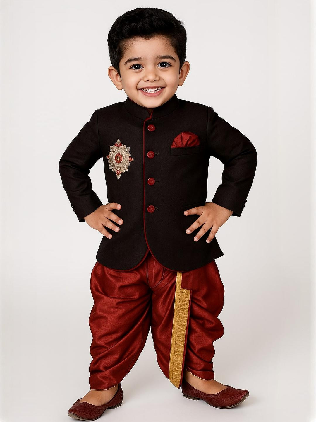 Covetus Kids-Boys Black Kurta Sets