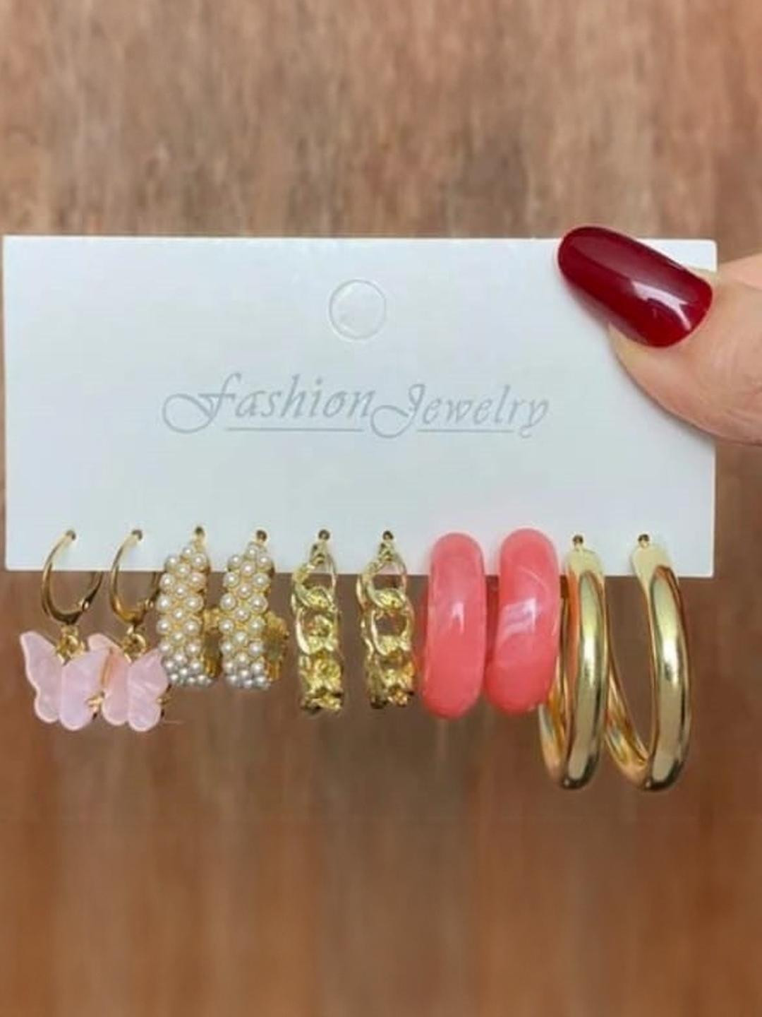 Brijsun Pack of 5 Spherical Hoop Earrings