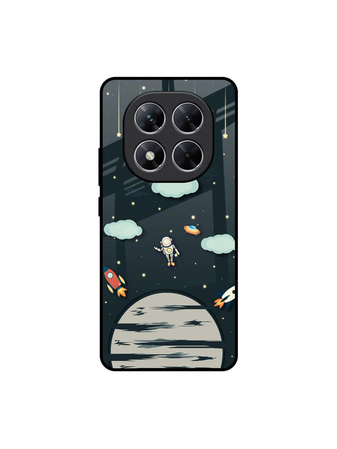 QRIOH Astronaut Dream Poco X7 5G Glass Back Case Mobile Accessories