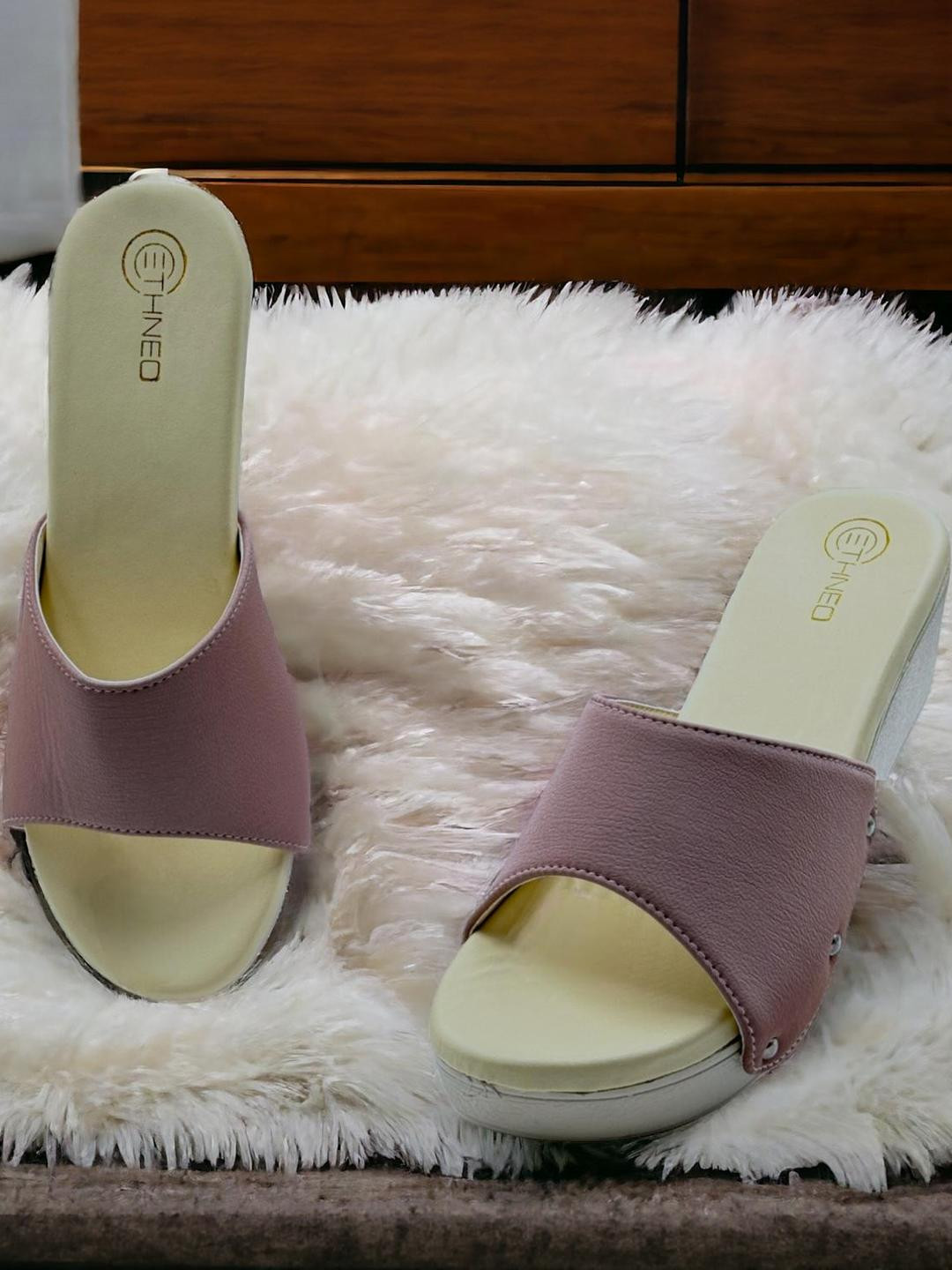 ETHNEO Women Solid Leather Wedge Heels