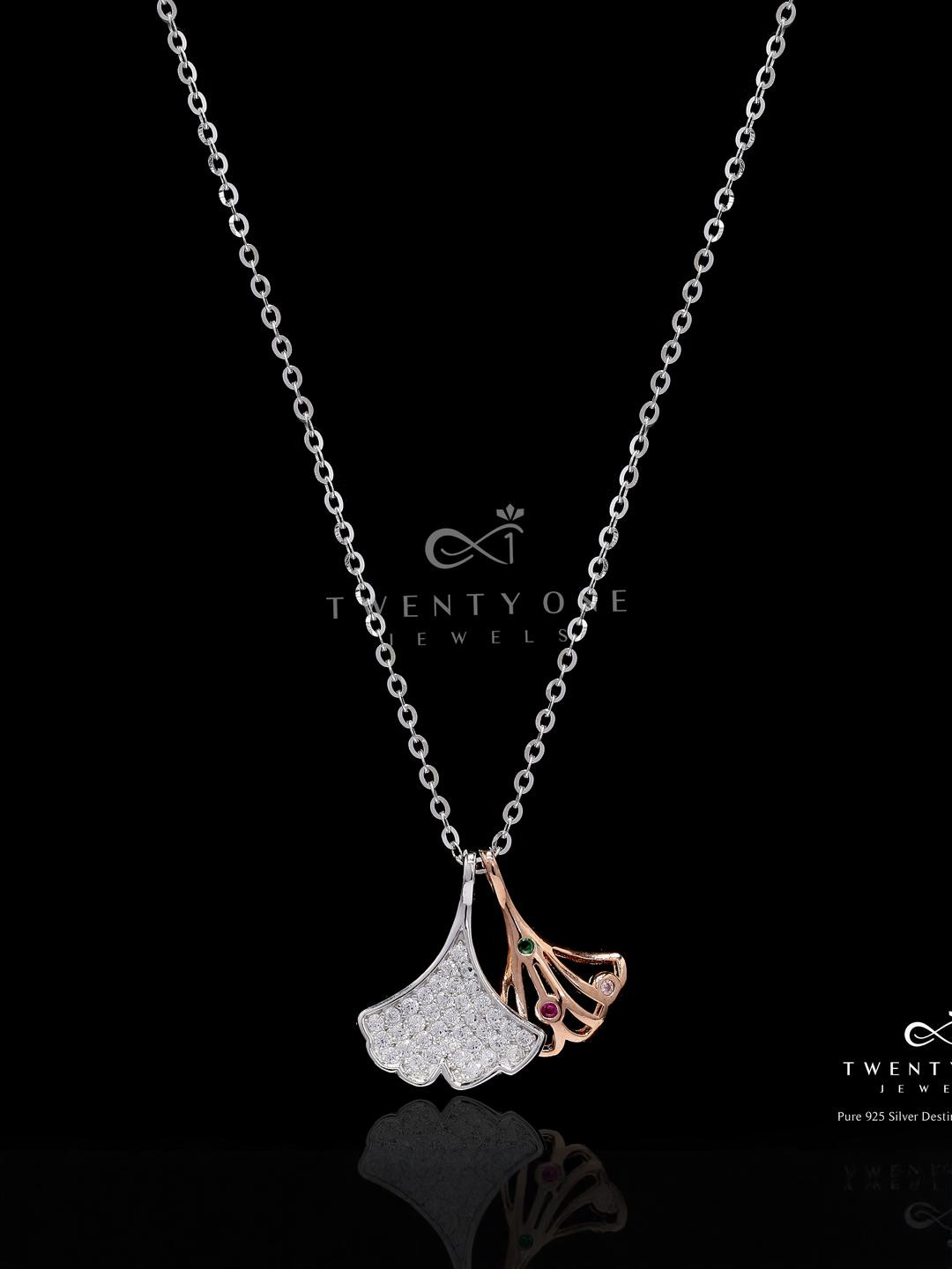 925 Silver Rose Gold and White Gold Finish Pendant
