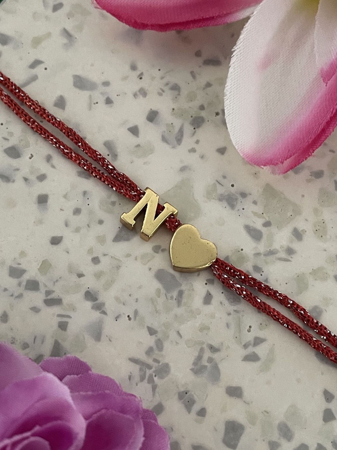 Digital Dress Room N Letter  Heart Charm Thread Rakhi