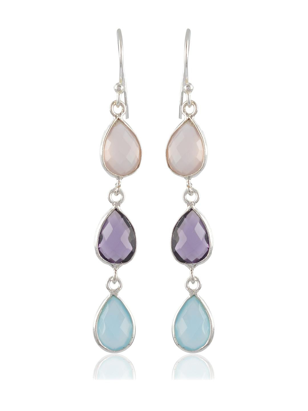Silver Planets Women Multi Earrings