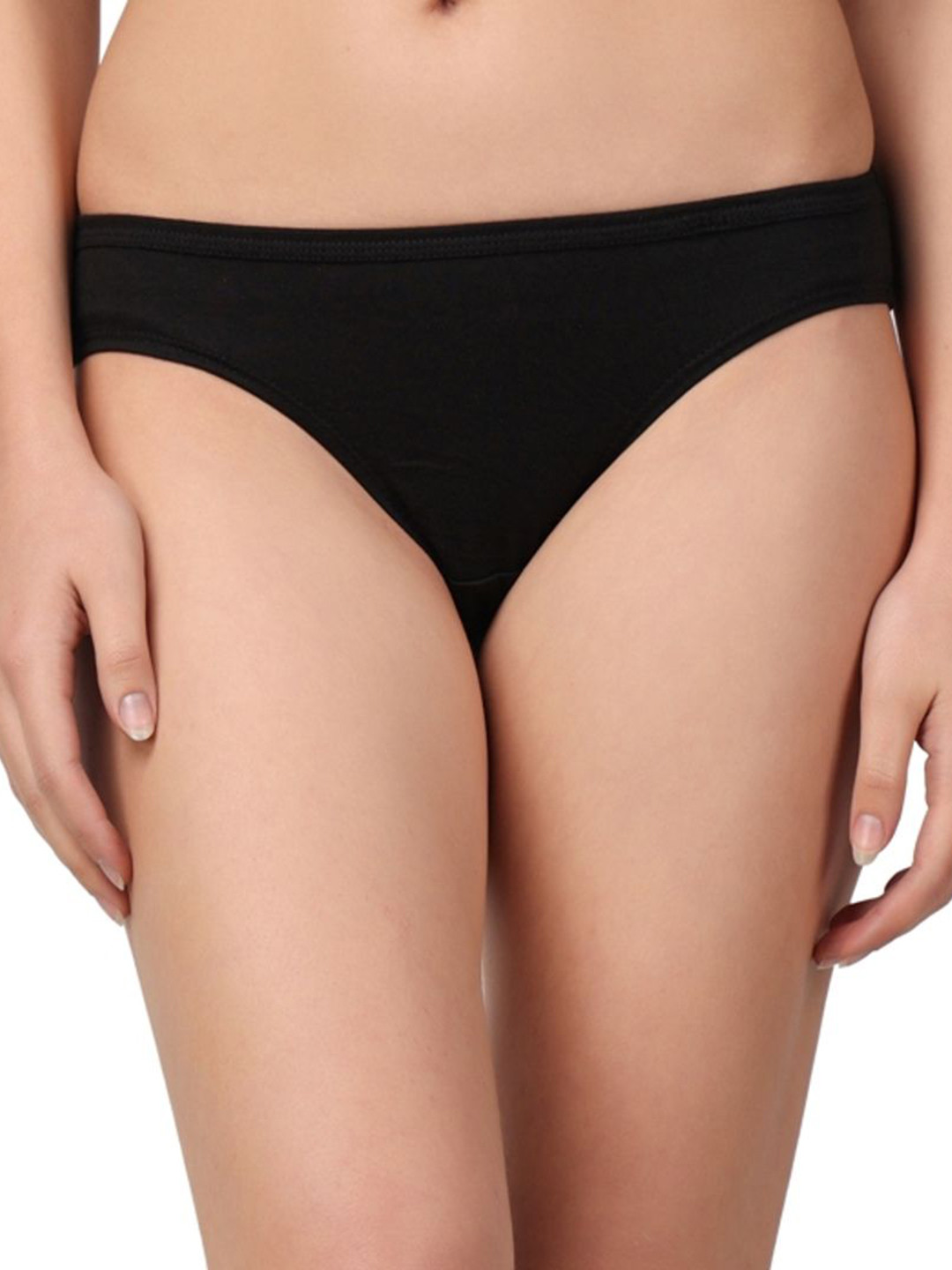 Moda Rapido Pack Of 2 Cotton Mid-Rise Bikini Briefs MR-1005 Panty Black Pack 2