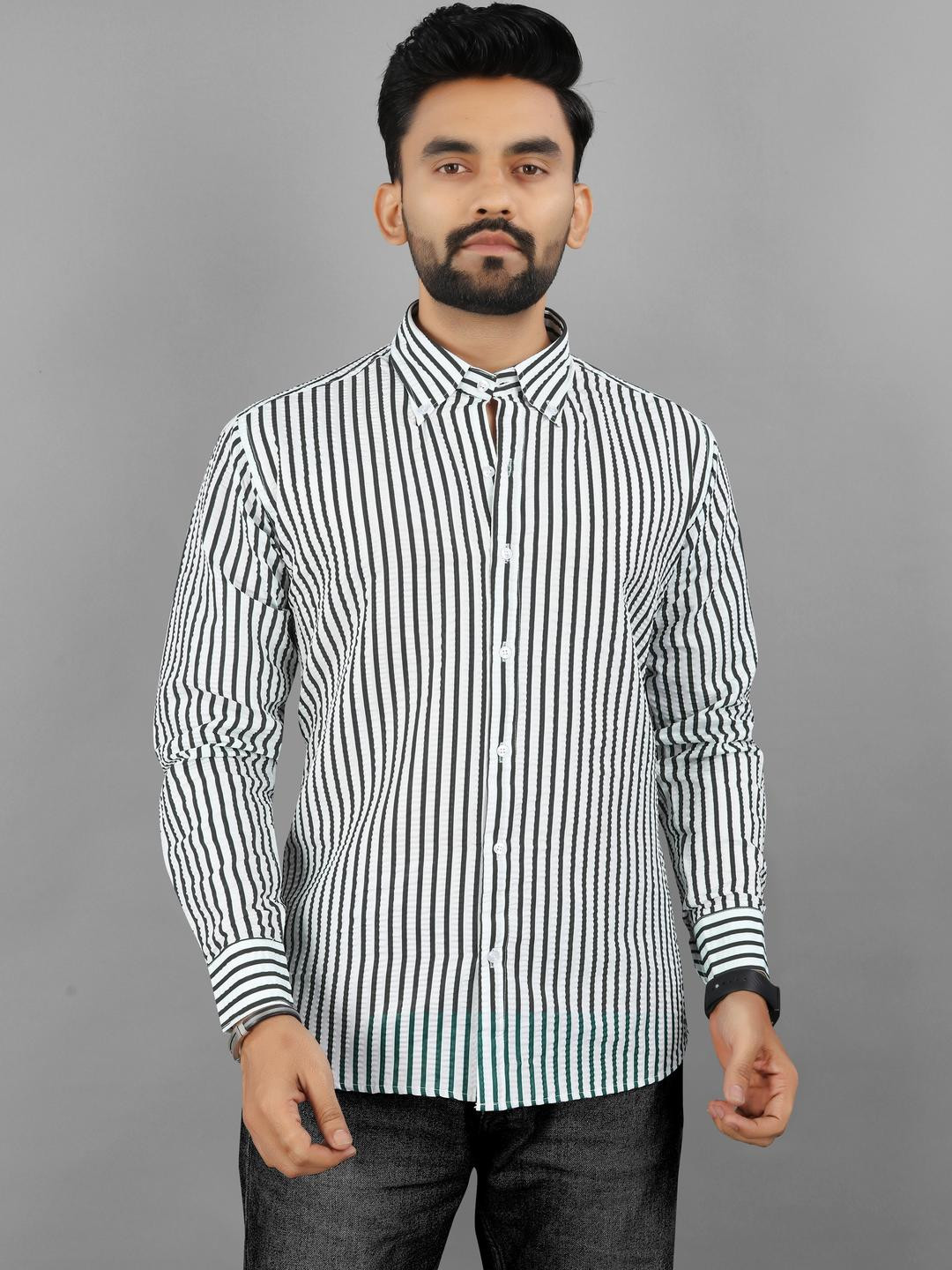 VS MALL Men Striped Casual Shirt