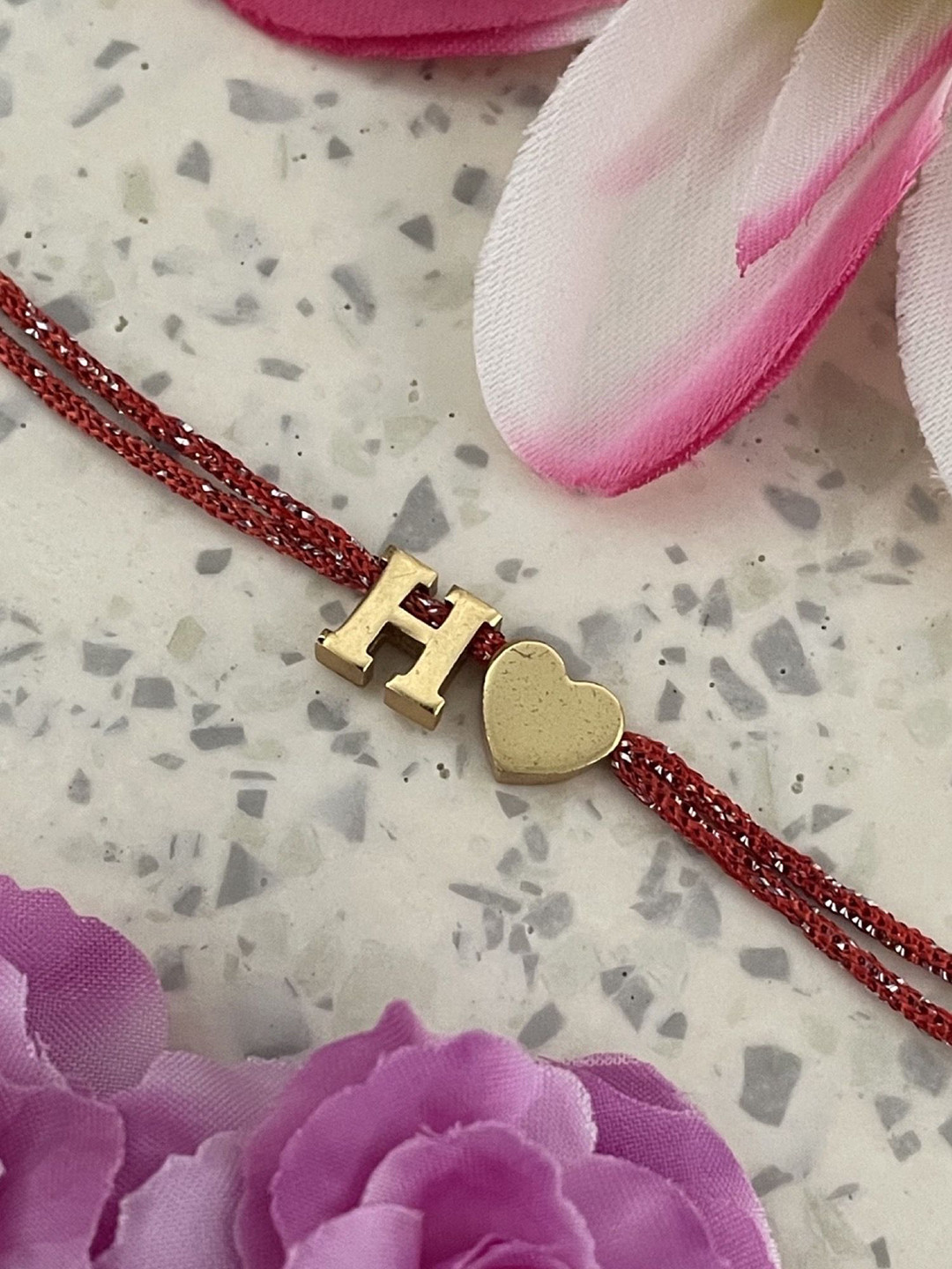 Digital Dress Room H Letter Initial Heart Charm Thread Rakhi