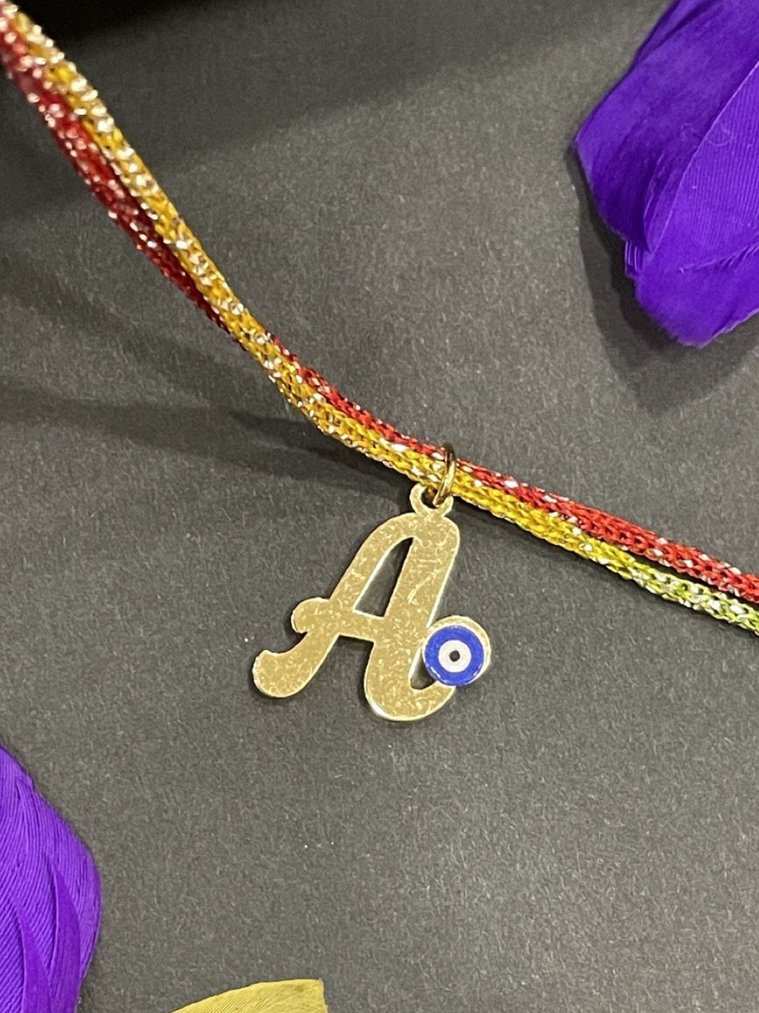 Digital Dress Room A Letter Evil Eye Thread Rakhi