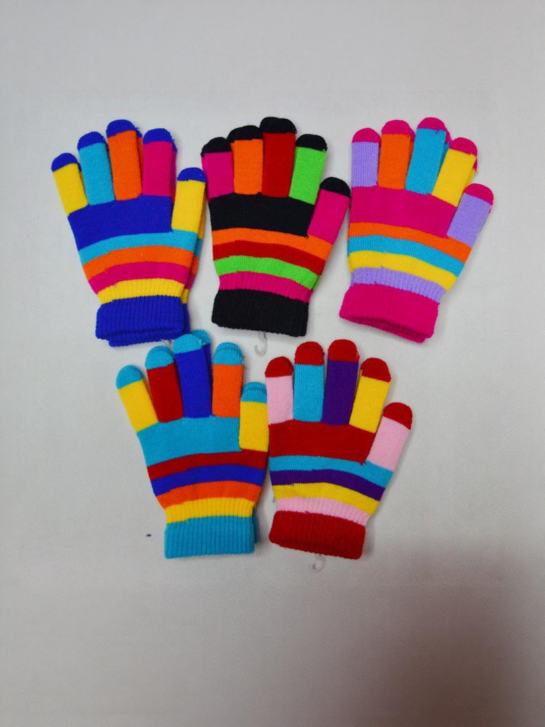 FIRMED STRING Unisex Kids Striped Winter Gloves