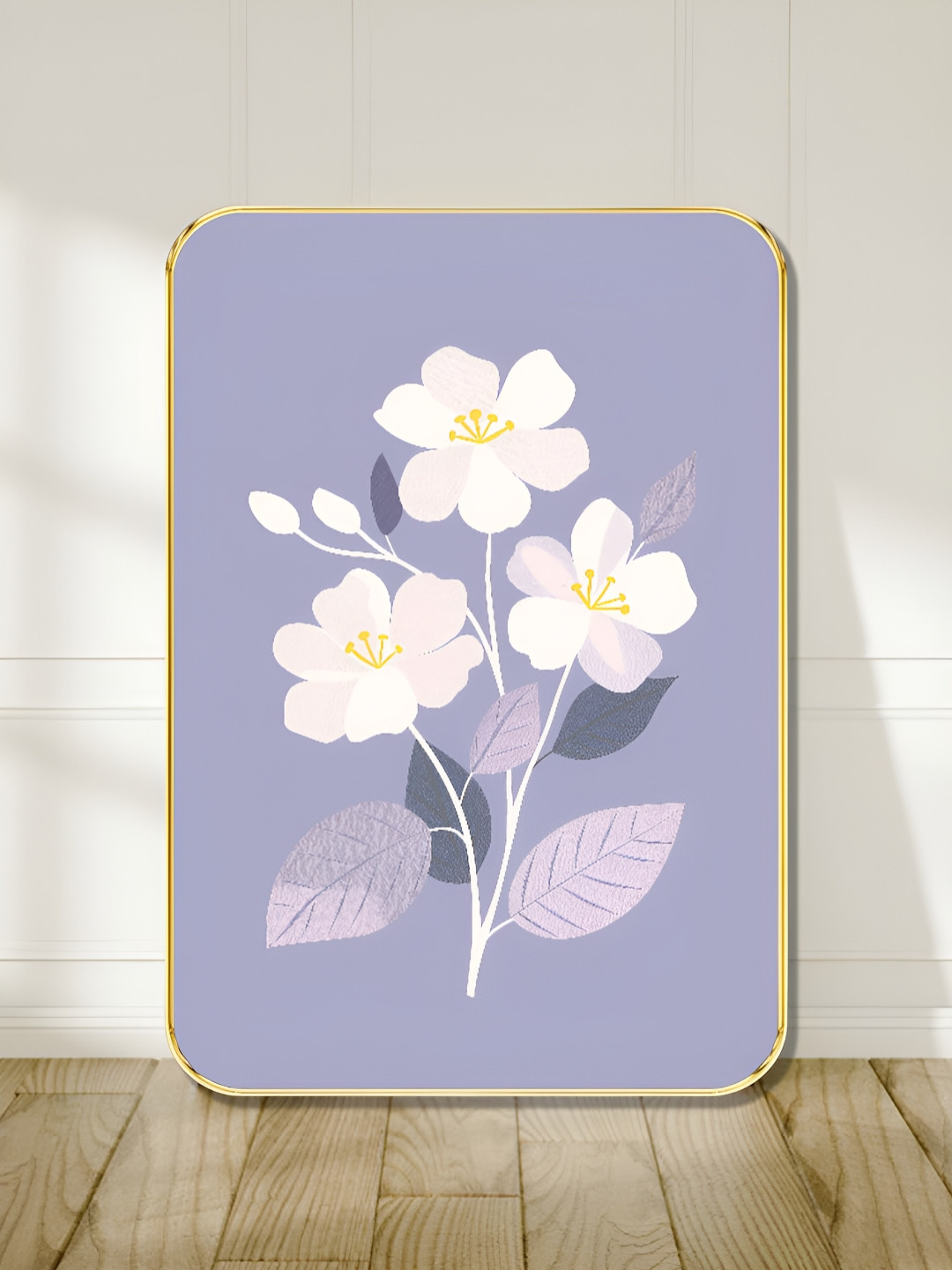 SAF Blue & White Flower Printed Wall Art