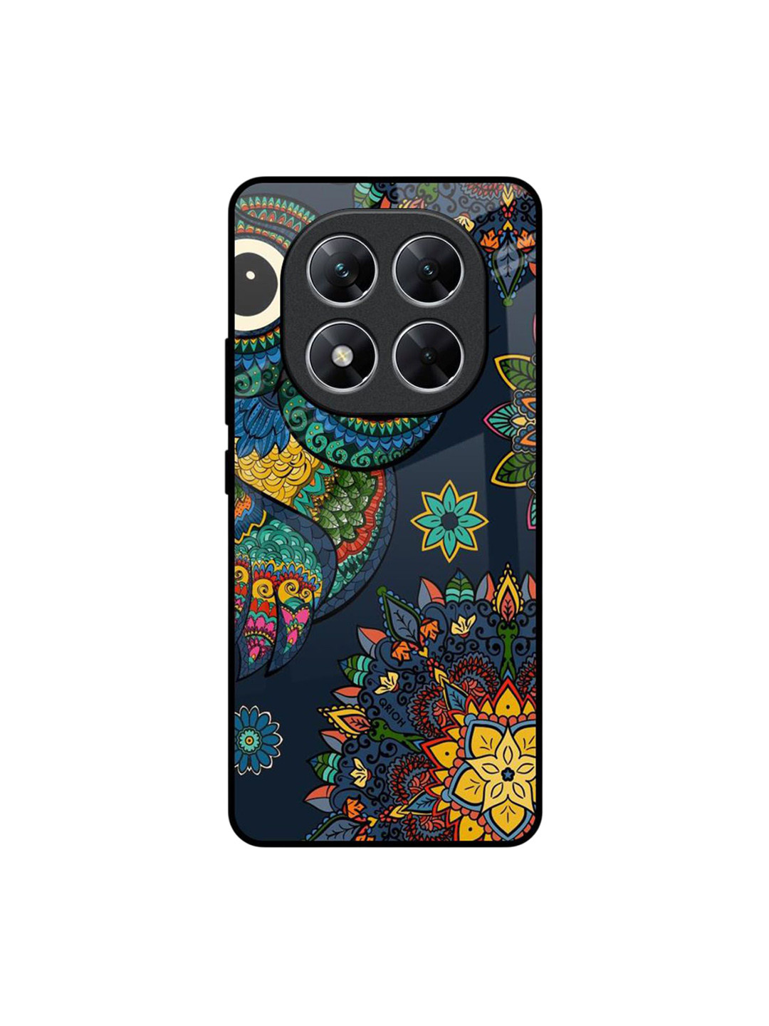 QRIOH Owl Art Quirky Printed Poco X7 5G Glass Back Case Mobile Accessories