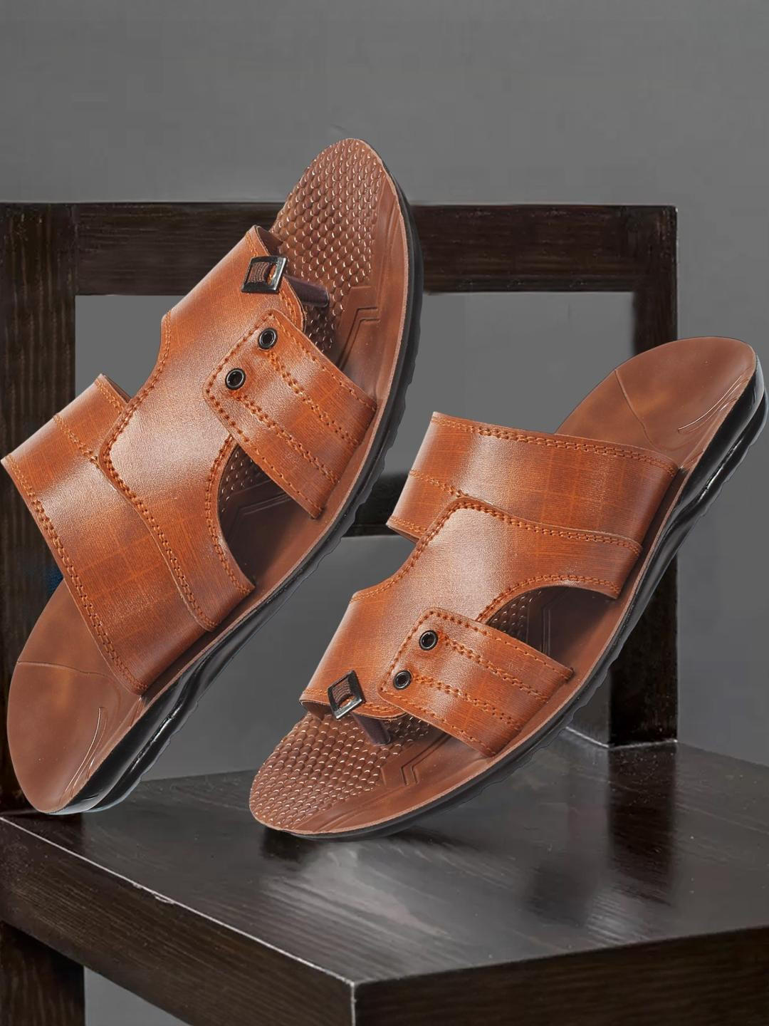 Bizazo Men Tan Flip Flops