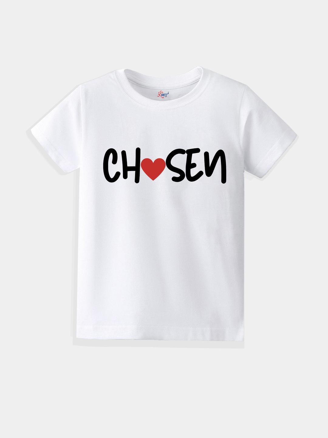 KAVEE Pure Cotton Half Sleeves Chosen Text Printed Bio Washed Tee -White