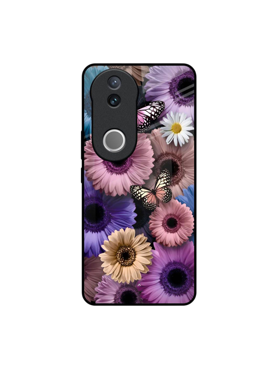 QRIOH Women Floral Printed Vivo V50 5G Glass Back Case Mobile Accessories