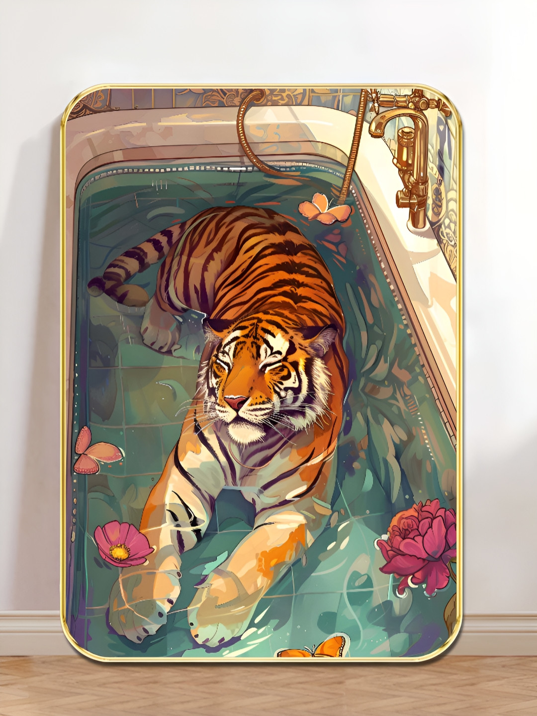 SAF Single Piece Wood Birds and Animals Wall Paintings