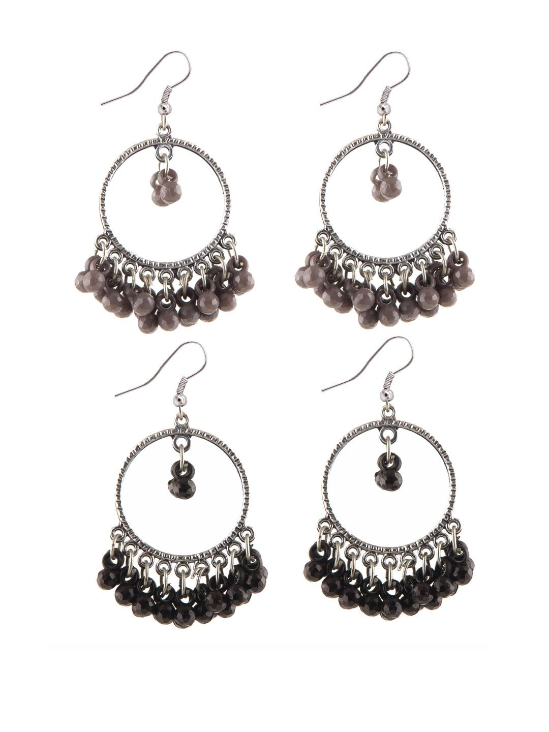 Combo Silver Oxidize Grey & Black  Earrings for Girls