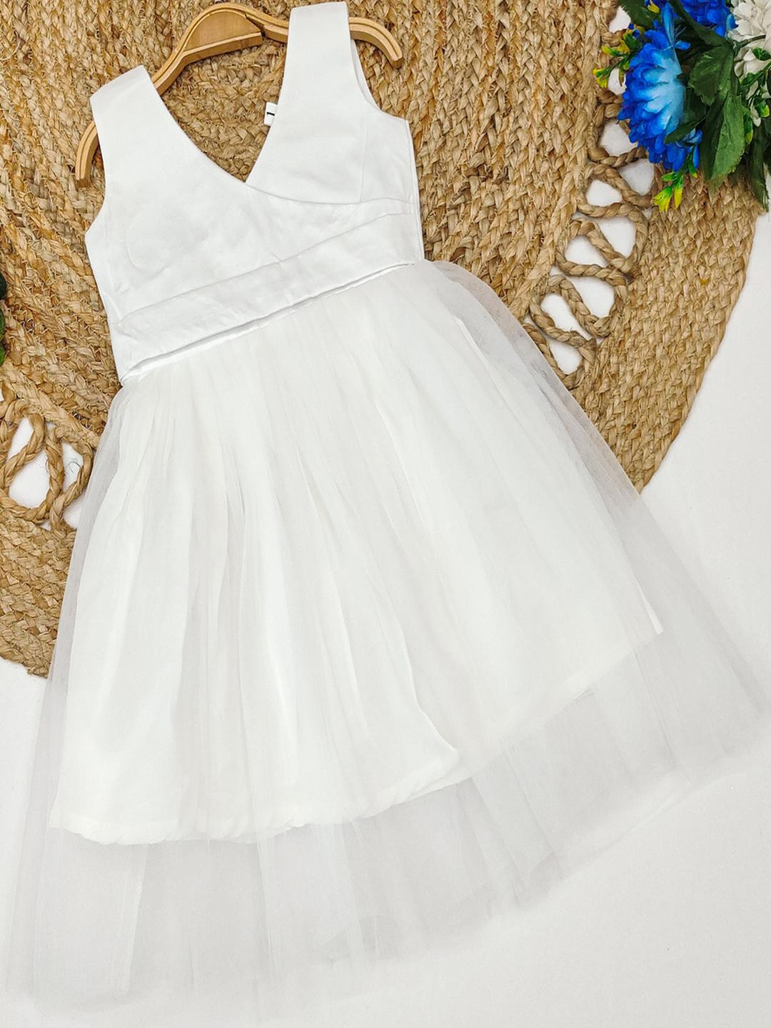 Tejam Kids-Girls Embellished V-Neck Dresses