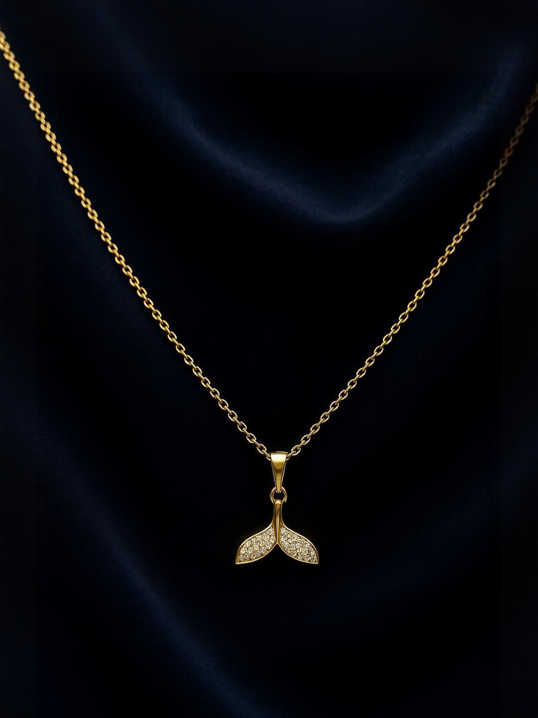 ISHTAARA Gold-Plated Whale Tail Stainless Steel Necklace