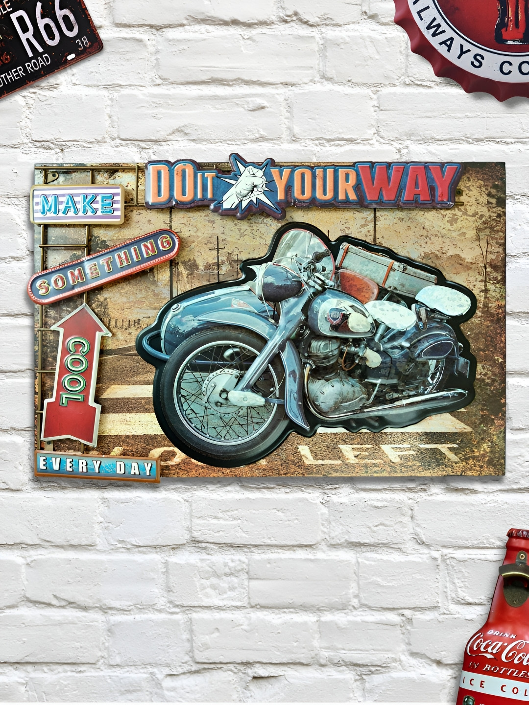 eazy wagon Brown & Blue NSU Motorenwerke 601 3D Retro Wall Art