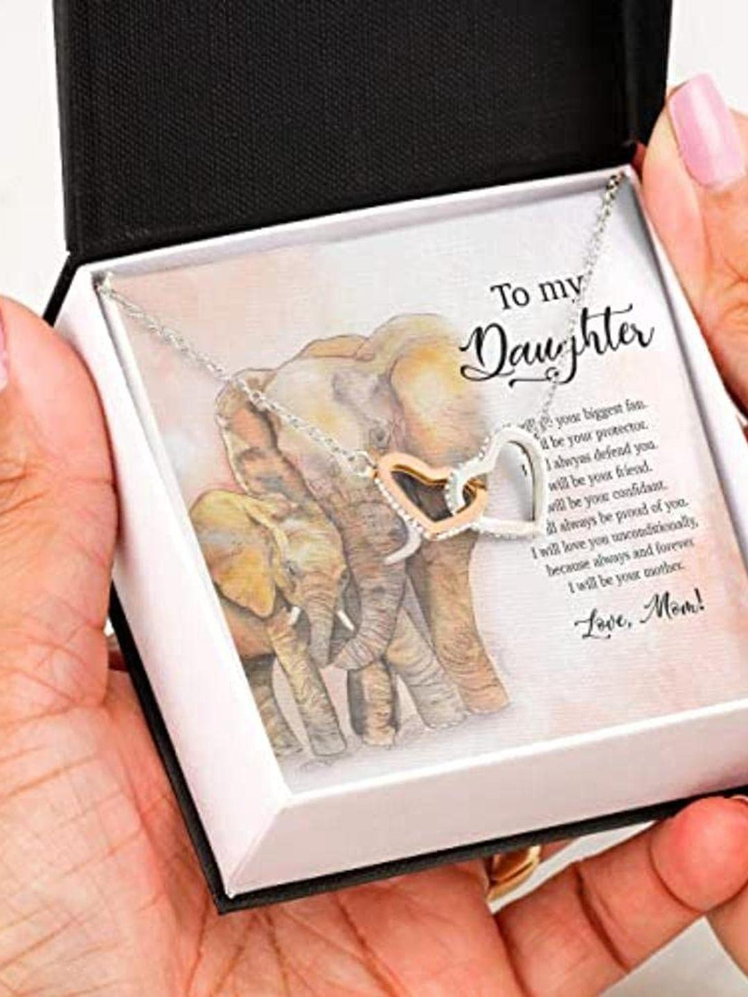 Sterling Silver Mom Necklace, Daughter Necklace, Mother Daughter Necklace, Elephant Always Forever