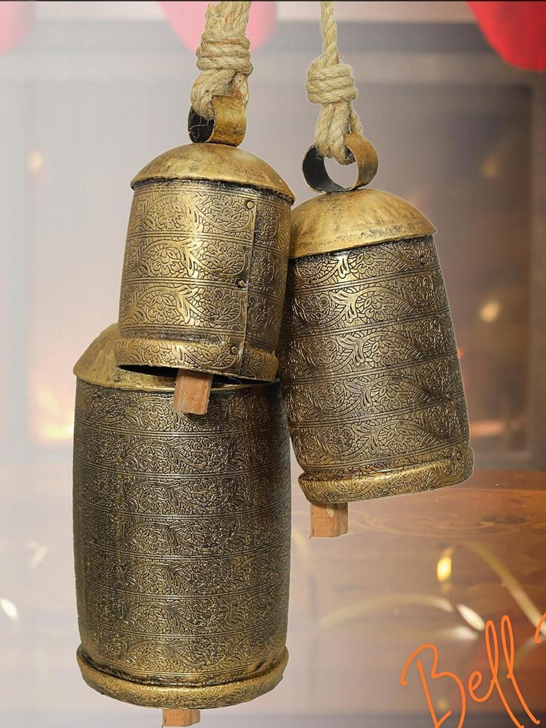 HIGHBIX loral Etching, Shabby Chic Metal Ethnic Motifs Glossy Hall 3Pcs Wall Hangings-10In