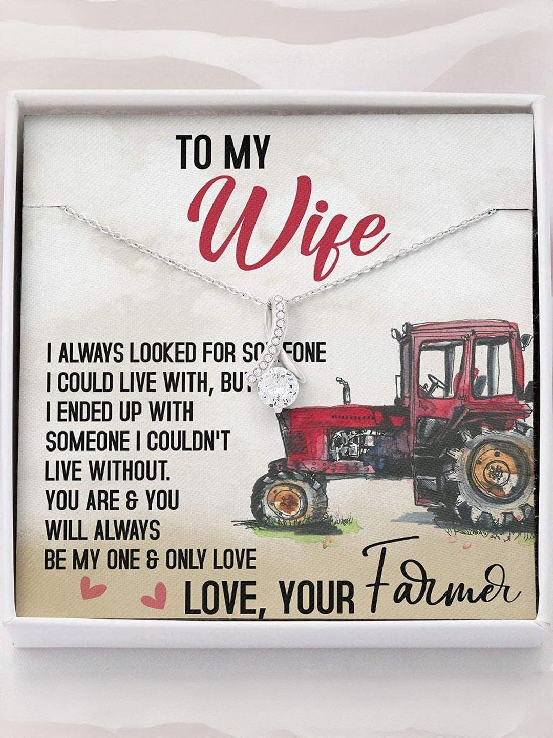 Silver Gift Wife Necklace, Farmer Wife To My Wife Necklace With Gift Box