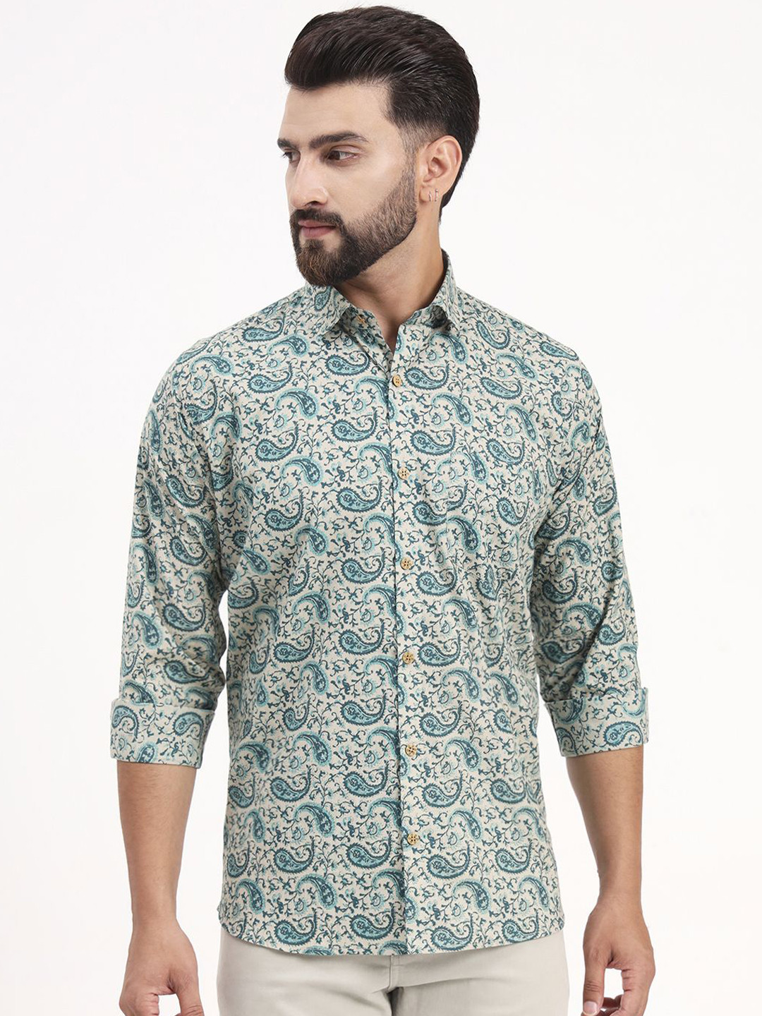 MILLENNIAL MEN Comfort Fit Paisley Printed Cotton Casual Shirt