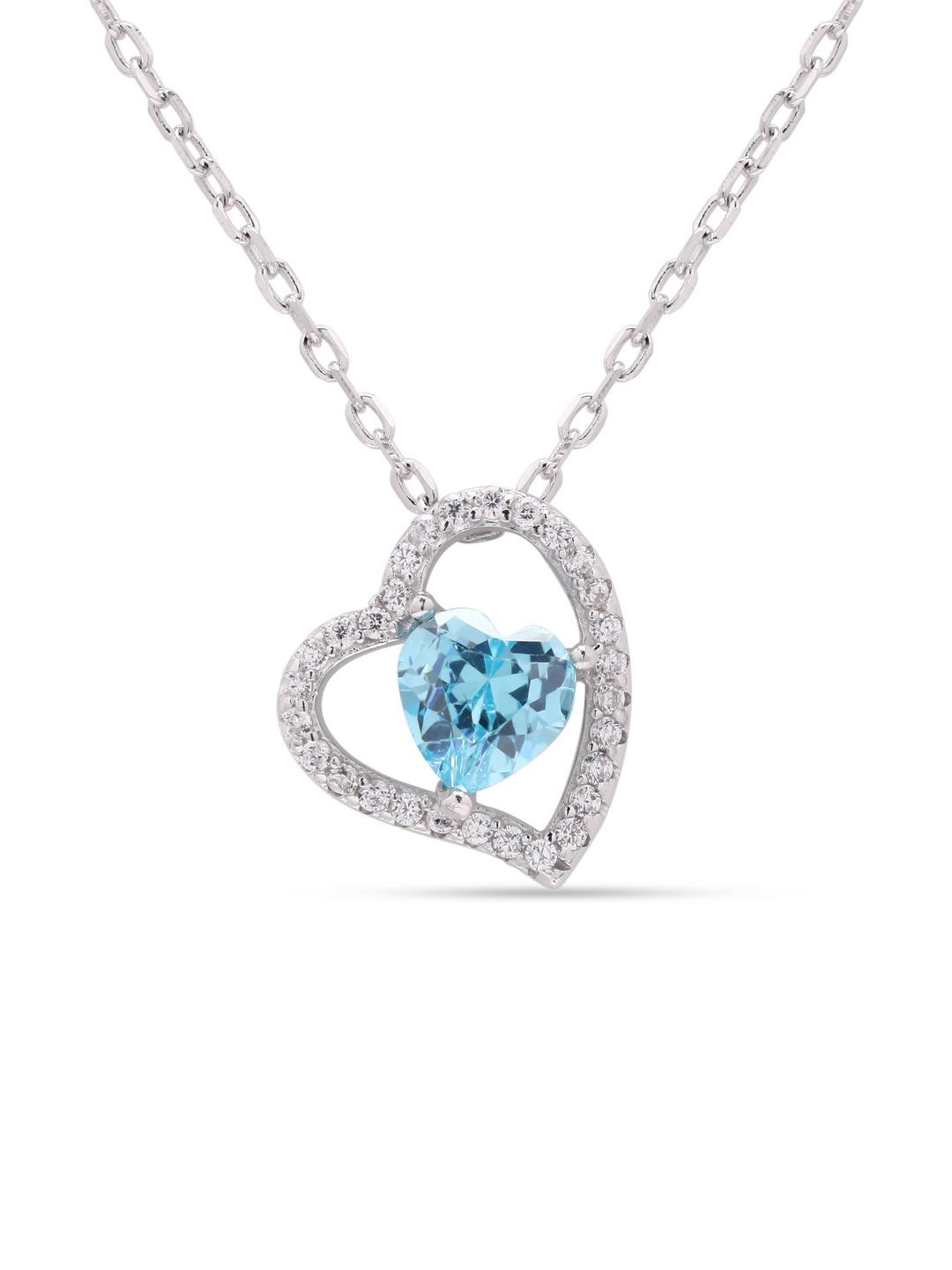925 Silver Blue Heart  Pendant