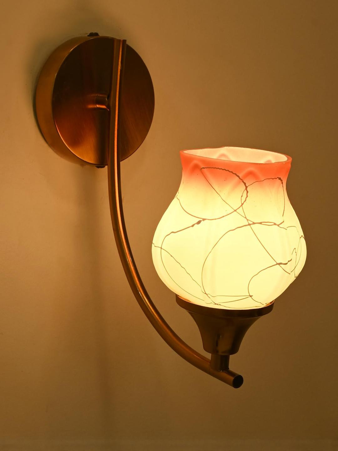 Somil Premium Designer Glass Wall/Night Lamp  Elegant  & Stylish Dcor Accent for Modern Interiors,  Color Orange, White, Size:- 10 x 10 x 19.5 CM