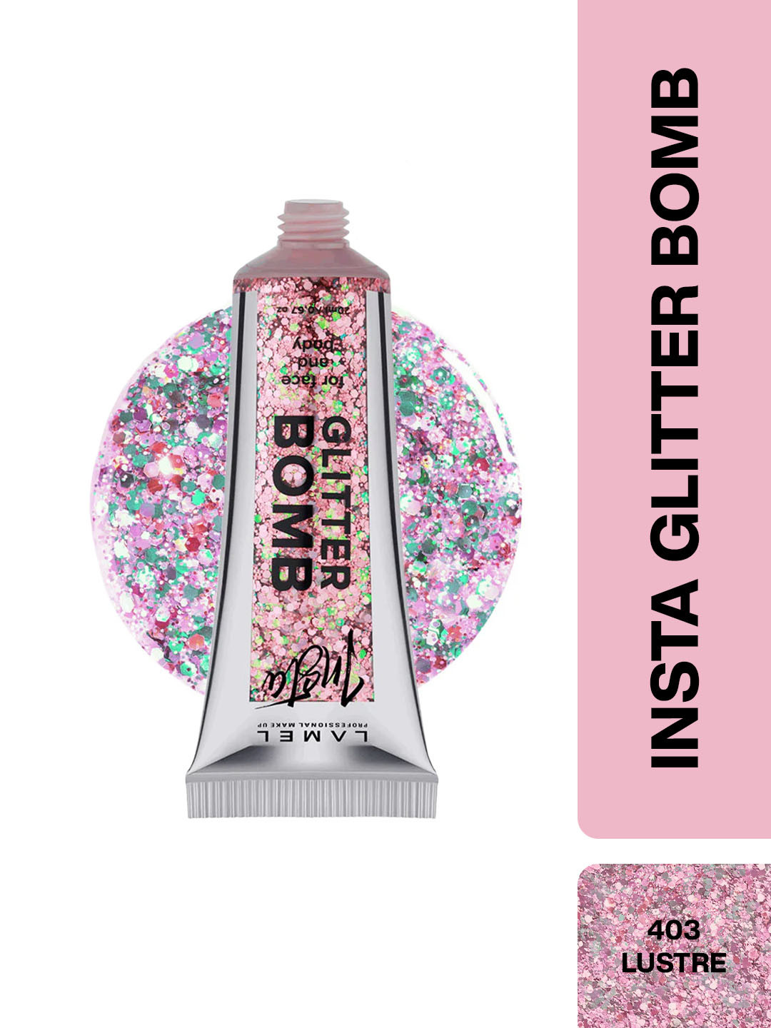 LAMEL Insta Glitter Bomb Highlighter for Face & Body 20ml - Pink 403