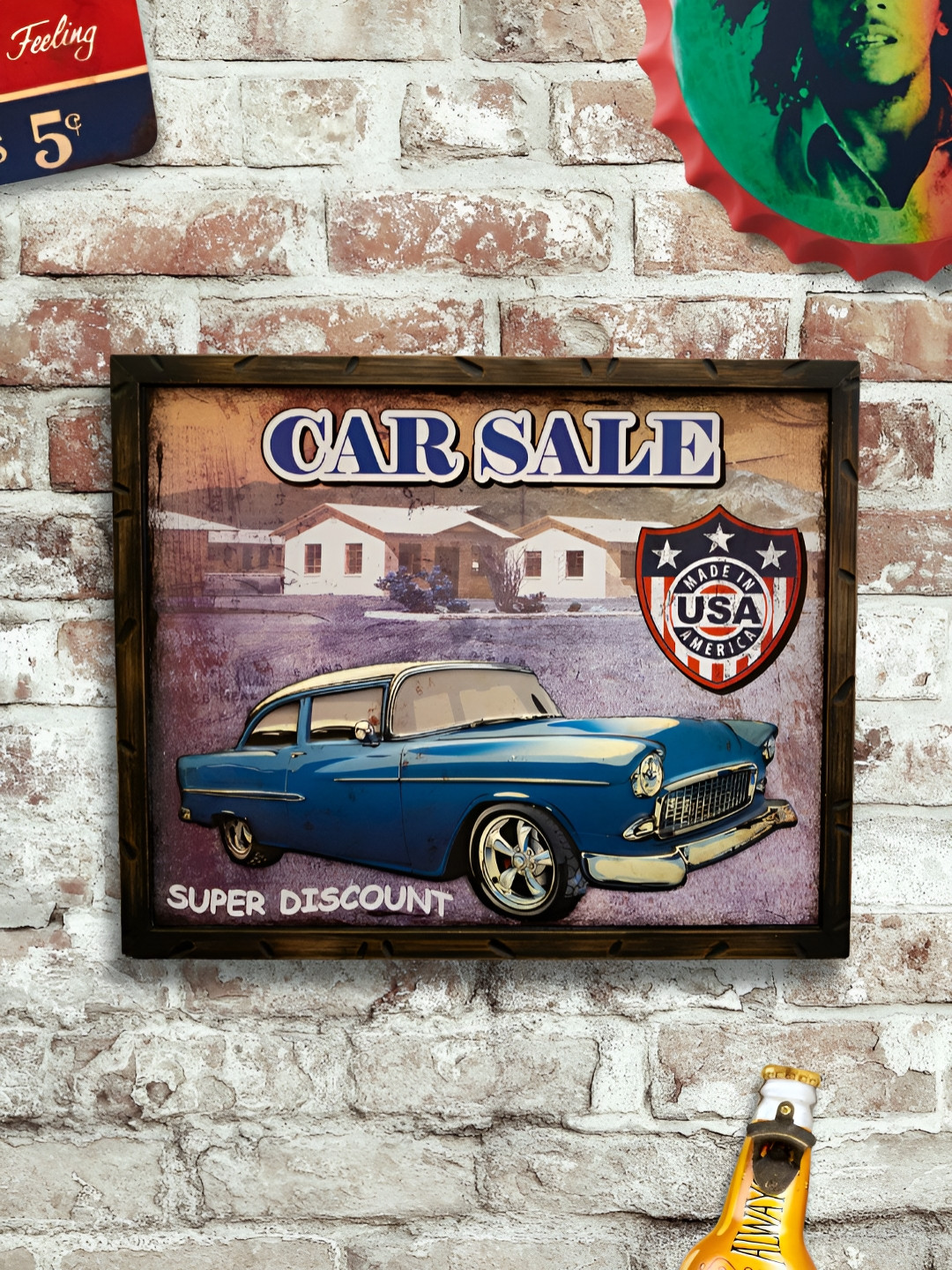 eazy wagon Brown & Blue Chevy Bel Air 1957 Retro Wall Art