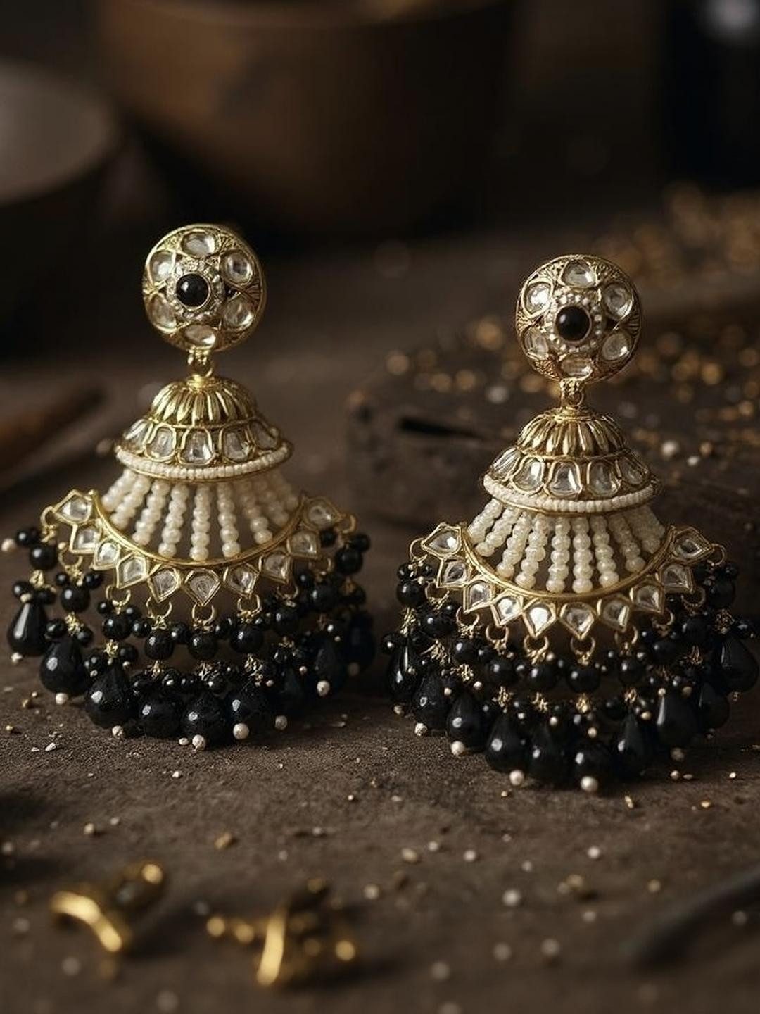 ANTIQUE JEWELLERY Women Black Earrings