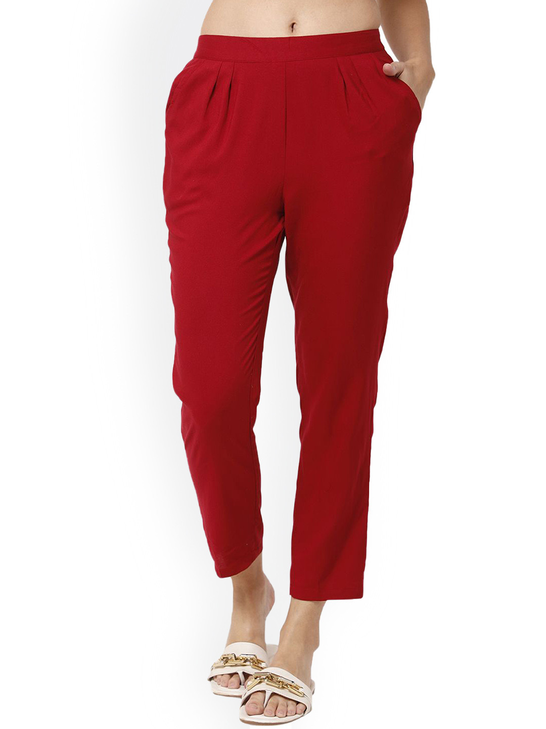 IB STYLES Women Relaxed Pleated Trousers
