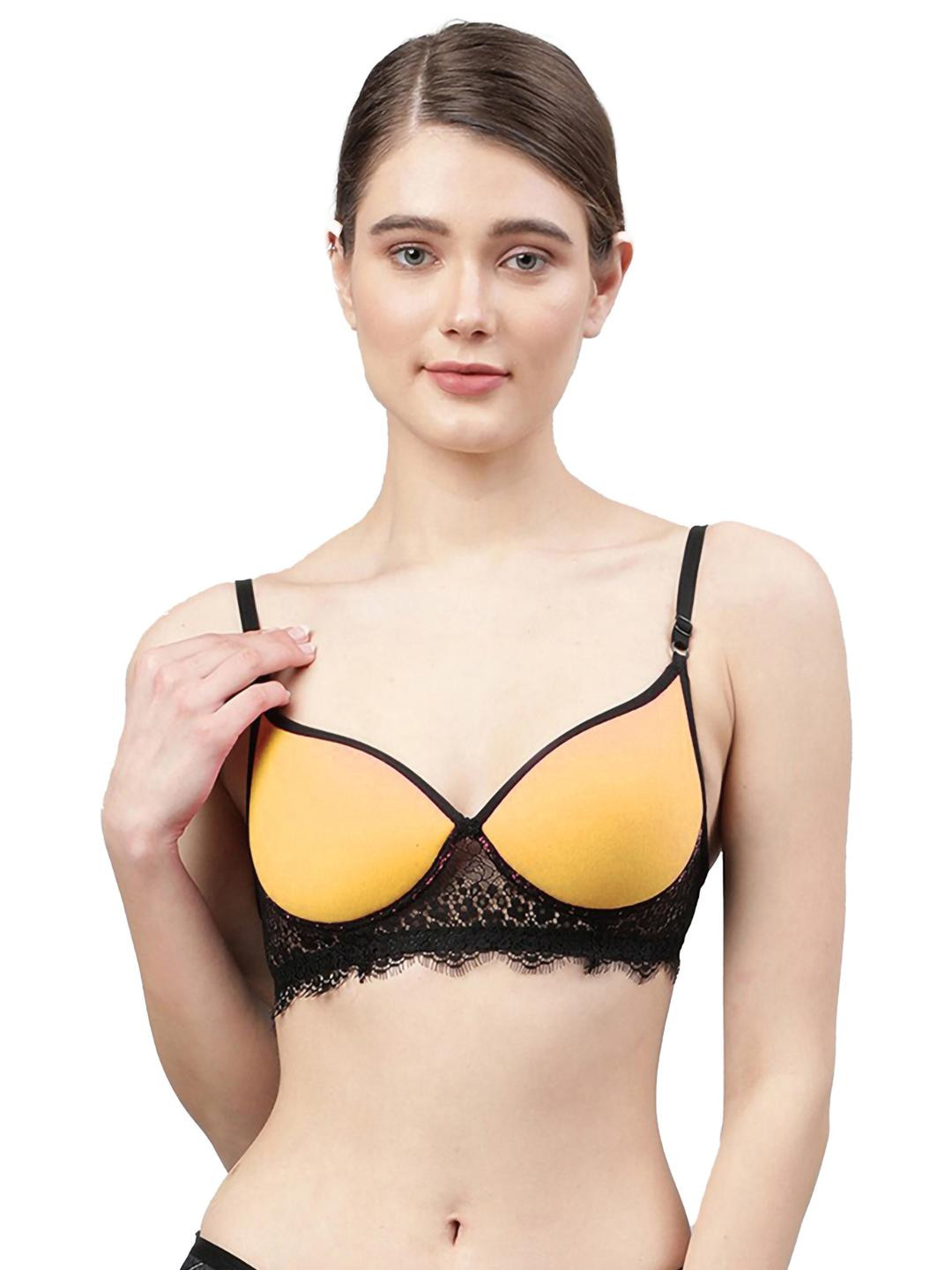 Women Cotton Brown Padded Non-Wired Lingerie Bra Sport wear Gym Crop Tank Top