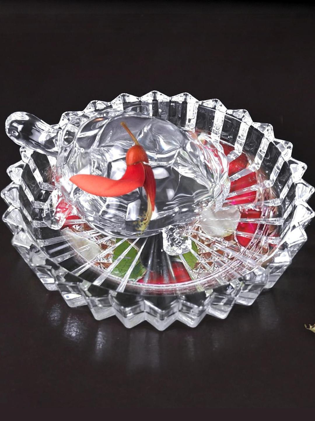 SSS SCULPTURE White Glass Turtle Idol Showpiece