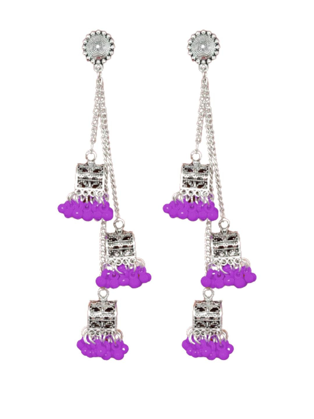 Weariton Women Purple Long Jhumkas Earrings