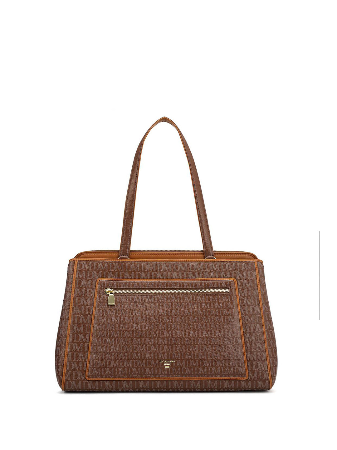 Da Milano Typography Printed Leather Structured Shoulder Bag