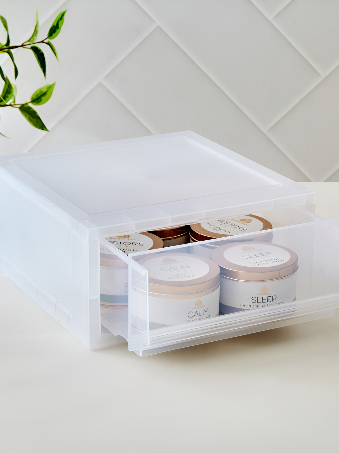 Home Centre Transparent Regular Modular Desk Makeup Organiser 4L