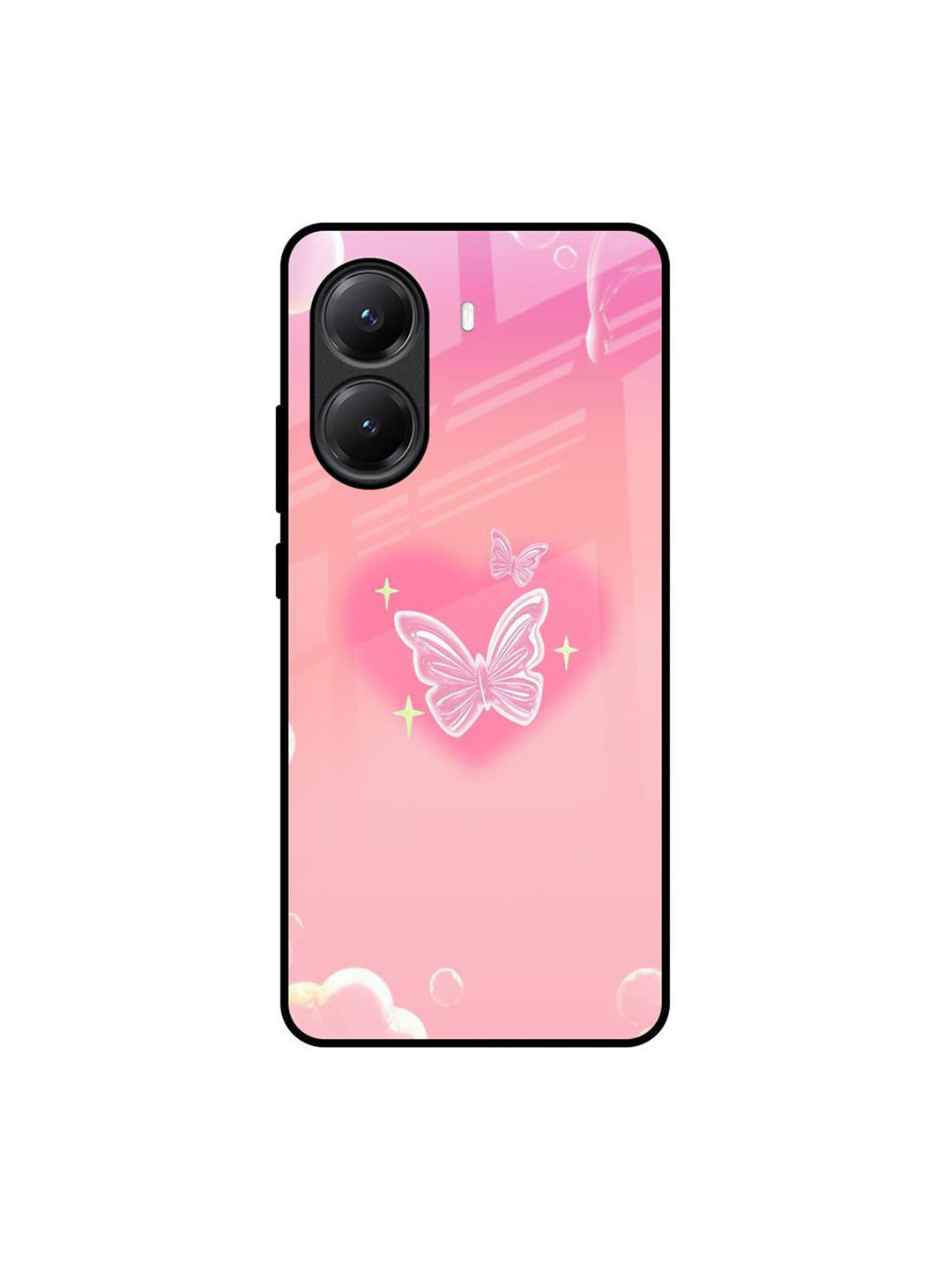 QRIOH Fluttering Bliss Quirky Printed Poco X7 Pro 5G  Glass  Back Case Mobile Accessories