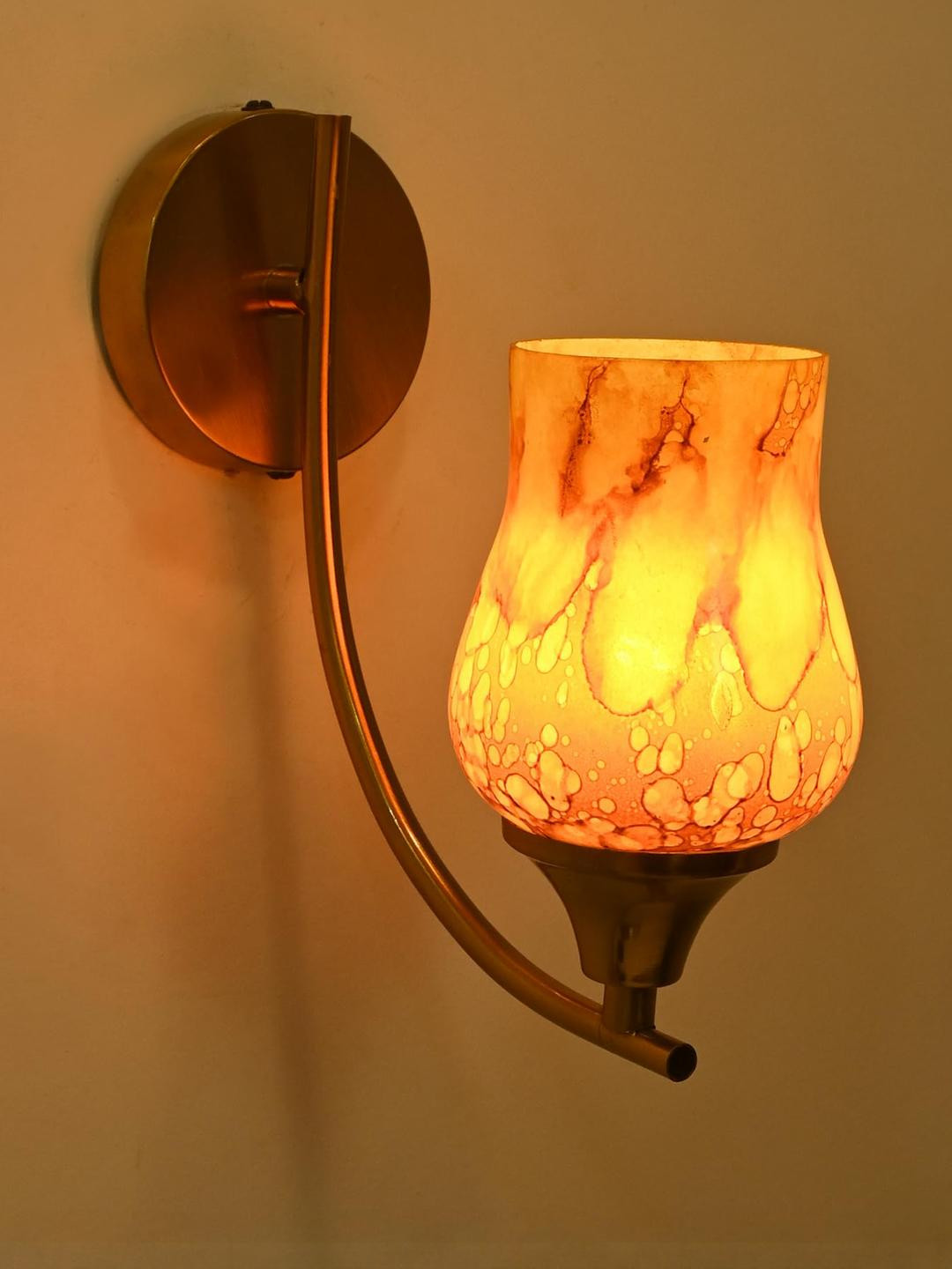 Somil Premium Designer Glass Wall/Night Lamp  Elegant  & Stylish Dcor Accent for Modern Interiors,  Color Orange, Size:- 10 x 10 x 19.5 CM