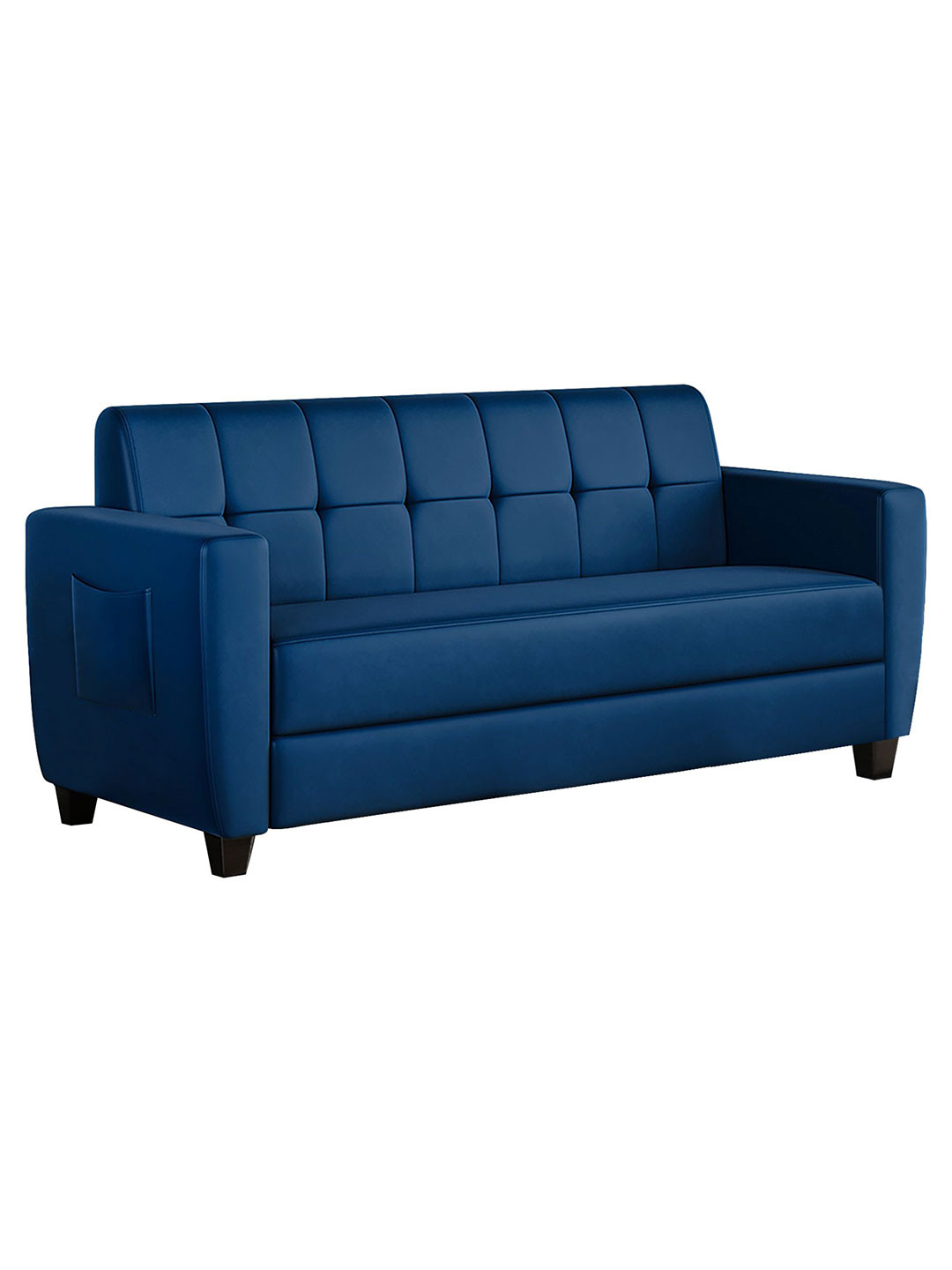 ARRA Blue Remo Tufted Back Fabric 4 Seater Sofa
